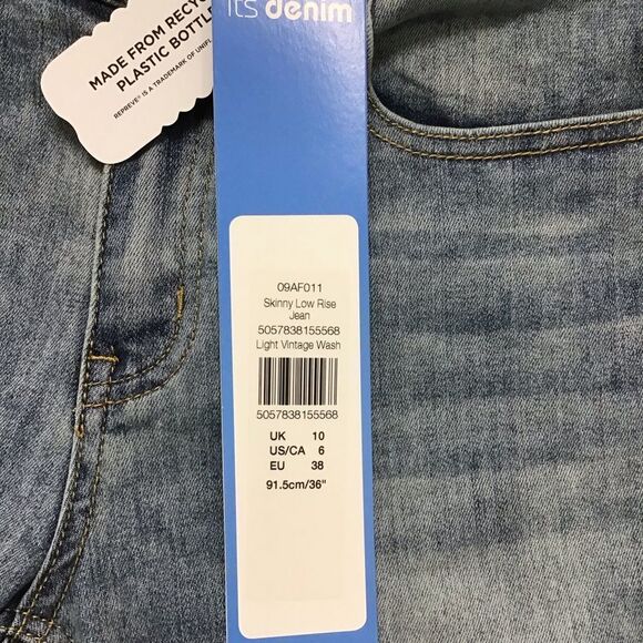 It’s denim Long tall Sally NWT 6 blue vintage wash eco responsible skinny low - Picture 7 of 15